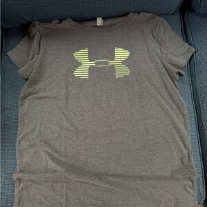 Under Armour Gray Tee with Neon Yellow Logo